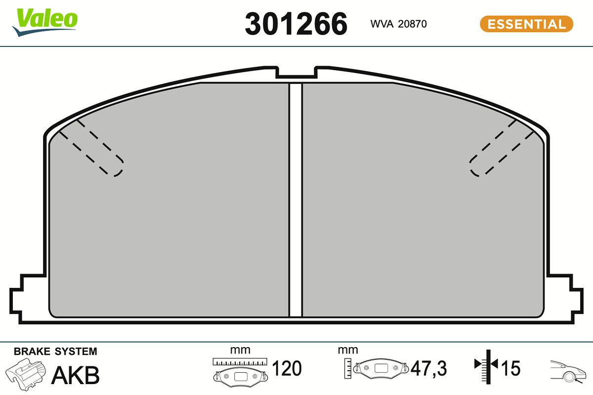 Jeu de 4 plaquettes de frein VALEO ref. 301266